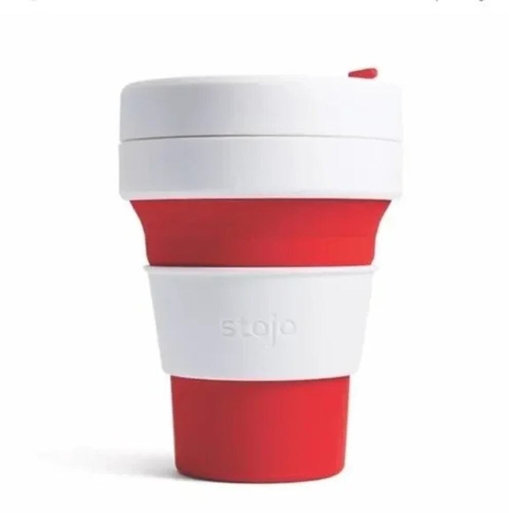 Stojo Red Silicone Collapsible Tumbler Reusable Cup 12 Oz